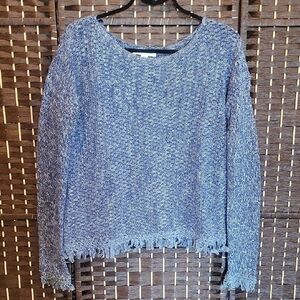 White + Warren Heathered Blue Crew Neck Sweater